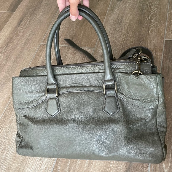 Liebeskind Berlin Grey Green Leather Tote Bag Satchel Purse with Shoulder Strap - Picture 2 of 16